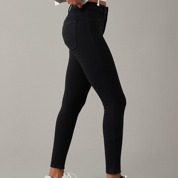 American Eagle Knit X Next Level High-Waisted Jegging in Black - Picture 1 of 1